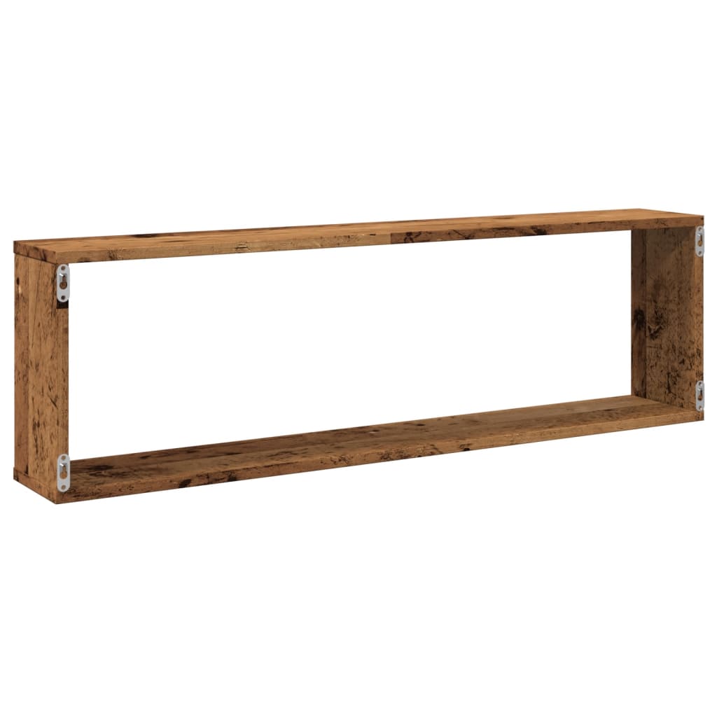 Cube wall shelves 4 pcs. Old wood look 100x15x30 wood material