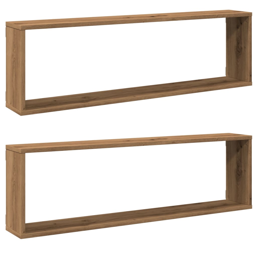 Cube wall shelves 2 pcs. Artisan oak 100x15x30 wood material