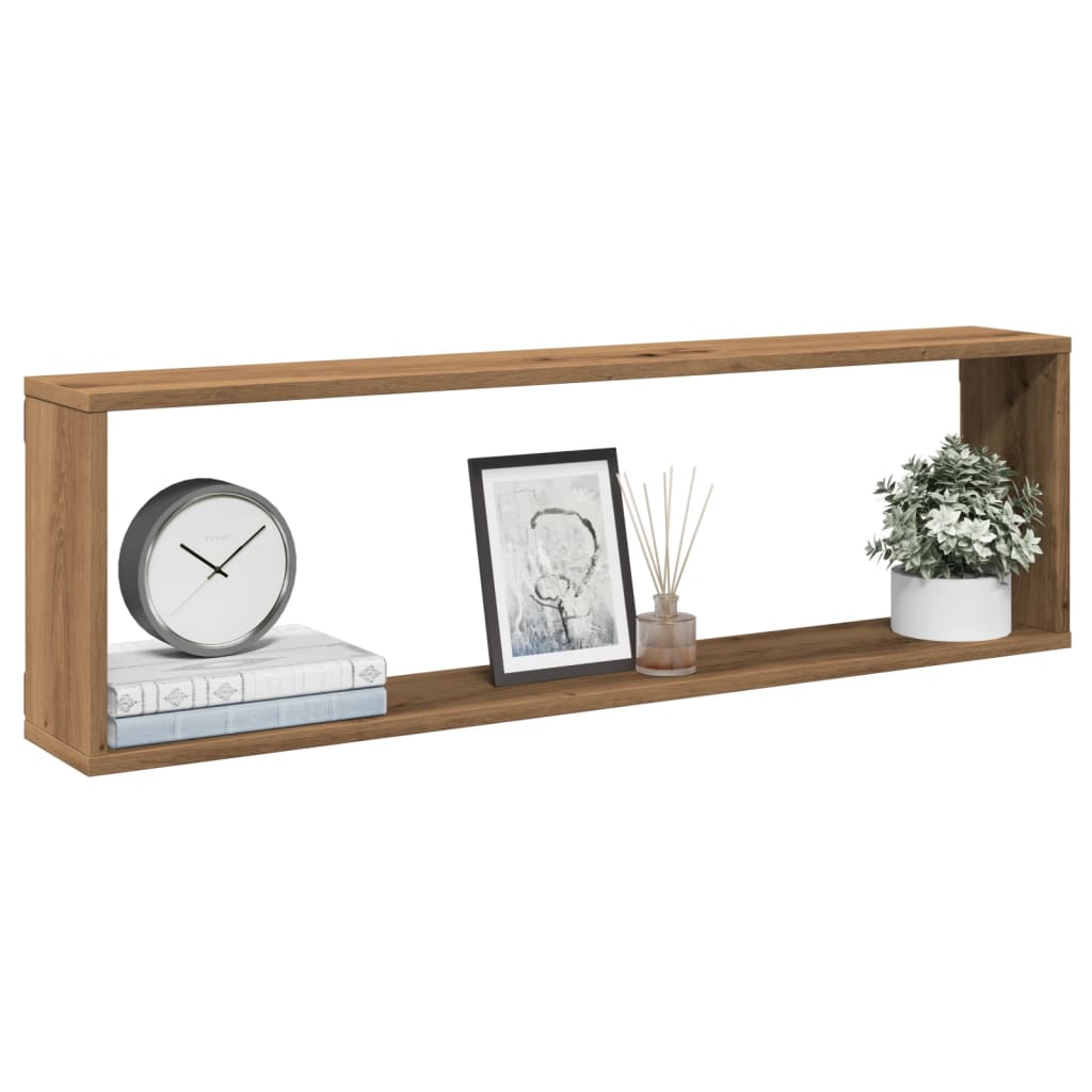 Cube wall shelves 2 pcs. Artisan oak 100x15x30 wood material