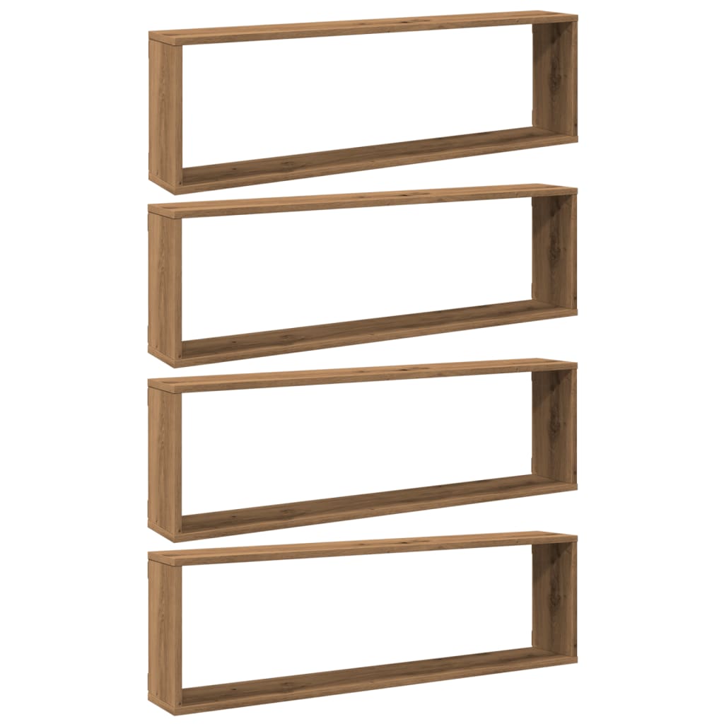 Cube wall shelves 4 pcs. Artisan oak 100x15x30 wood material