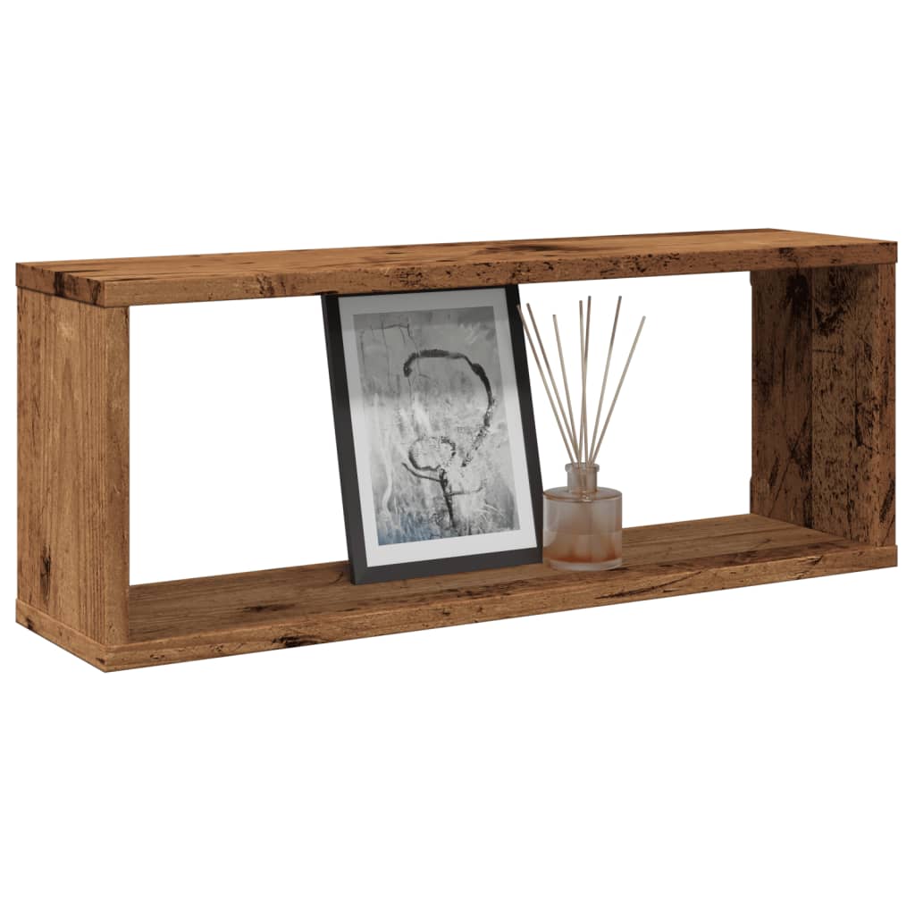Cube wall shelves 4 pcs. Reclaimed wood look 60x15x23 wood material