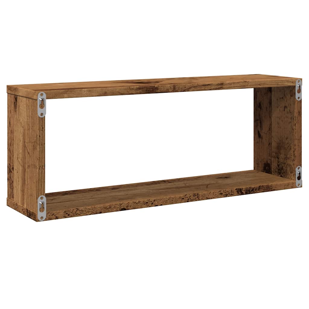 Cube wall shelves 6 pcs. Reclaimed wood look 60x15x23 wood material