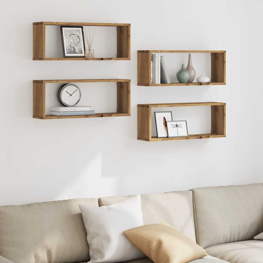 Wall shelves 4 pcs. Artisan oak 60x15x23 cm wood material