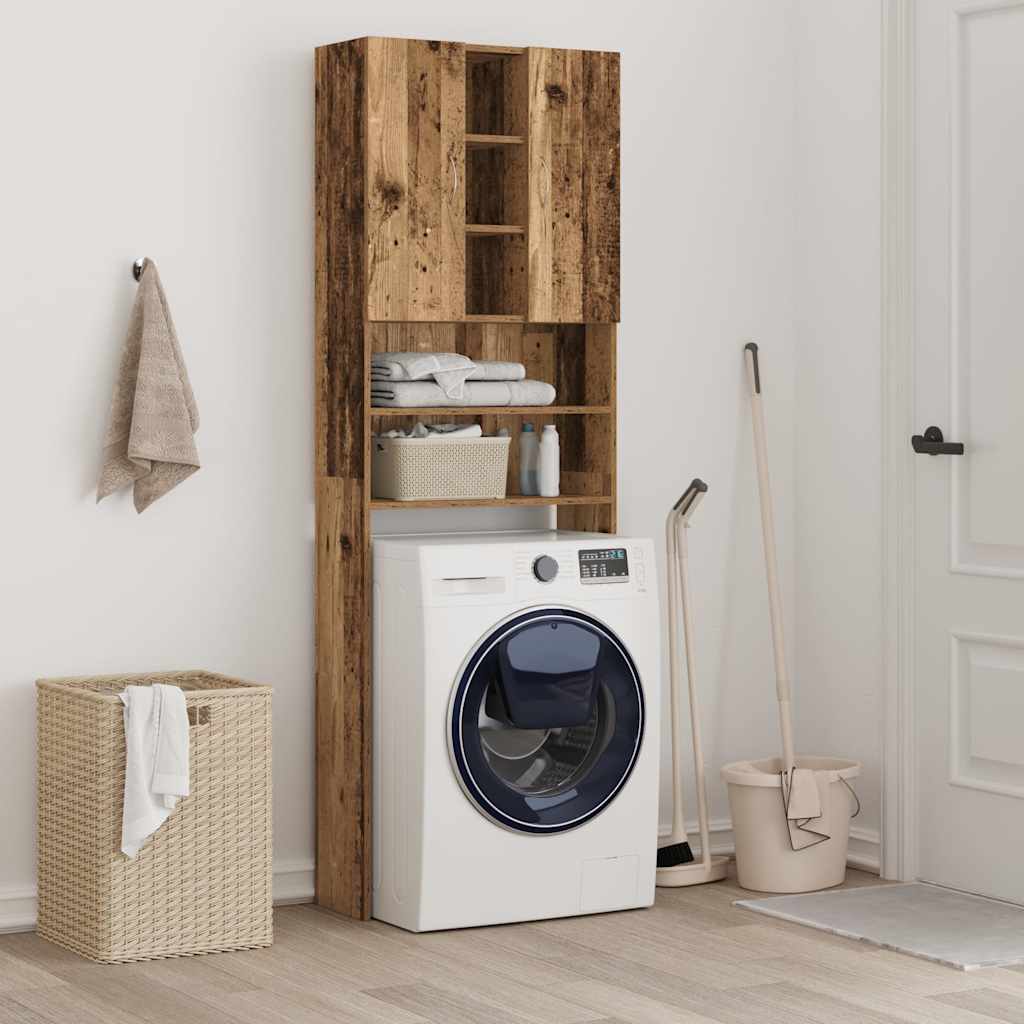 Washing machine cabinet old wood look 64x25.5x190 cm