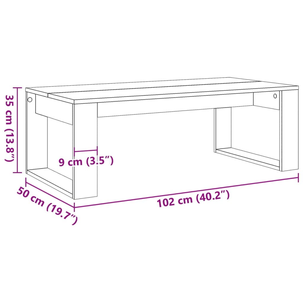 Table basse aspect bois de récupération 102x50x35 cm en bois