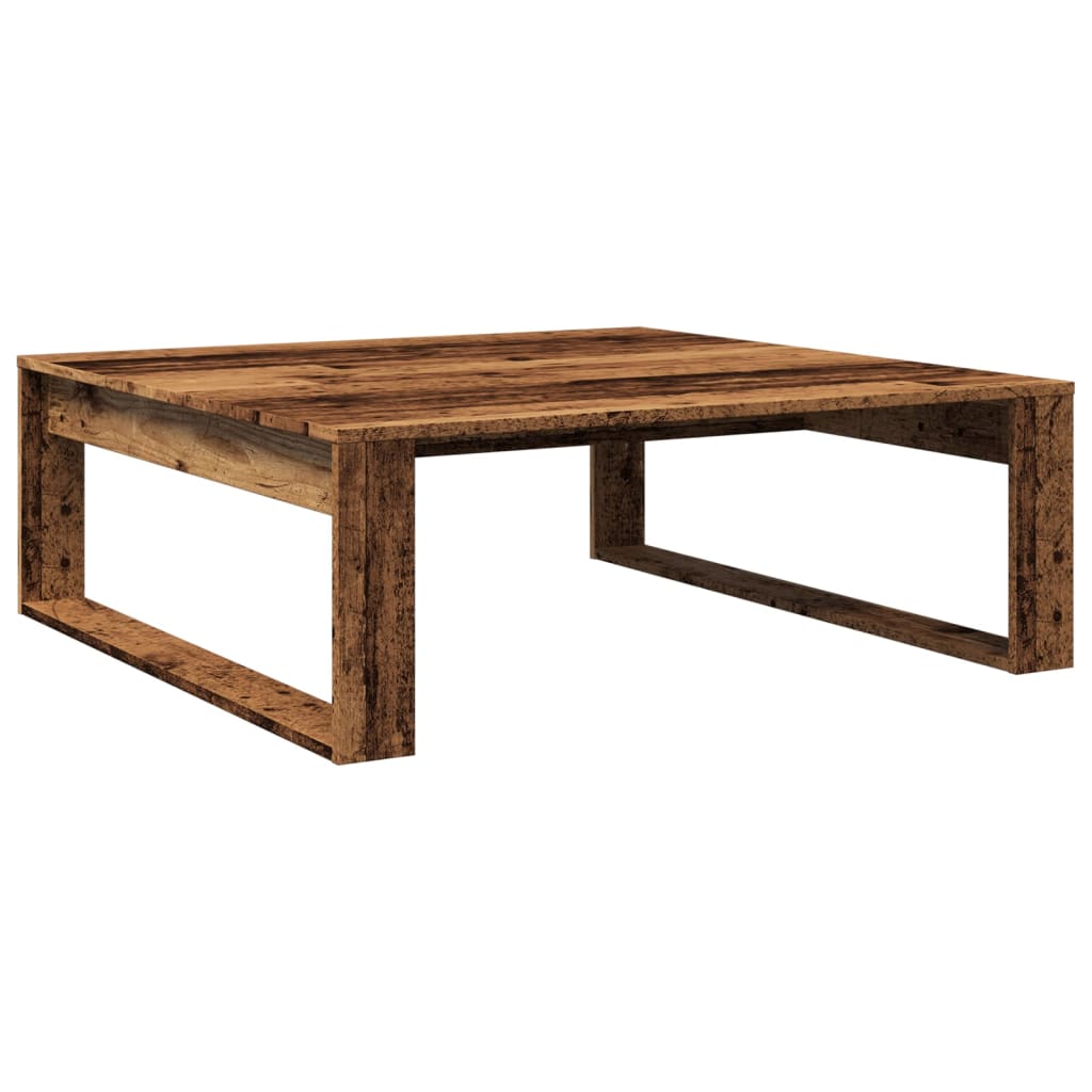 Table basse aspect bois de récupération 100x100x35 cm en bois