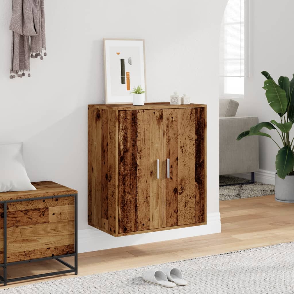 Étagère à chaussures aspect bois recyclé 60x35x70 cm matériau bois