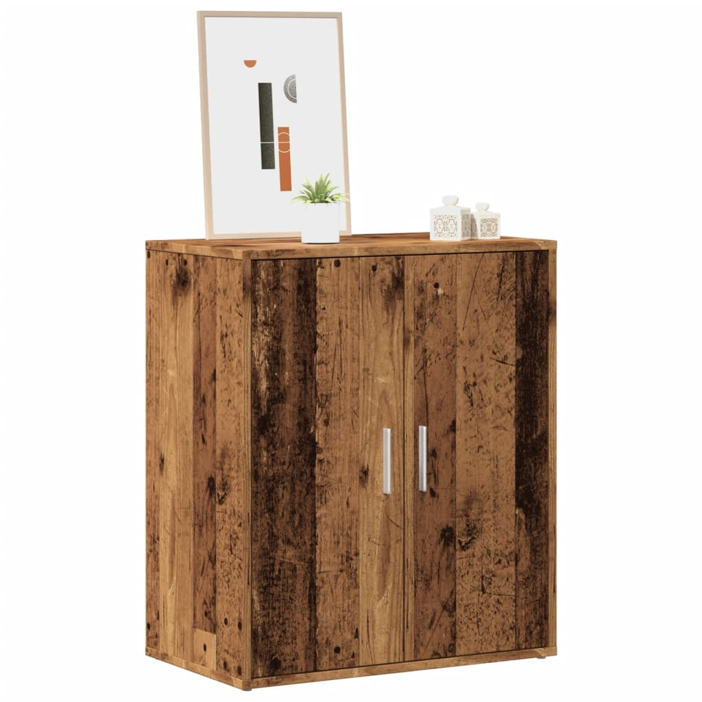 Étagère à chaussures aspect bois recyclé 60x35x70 cm matériau bois