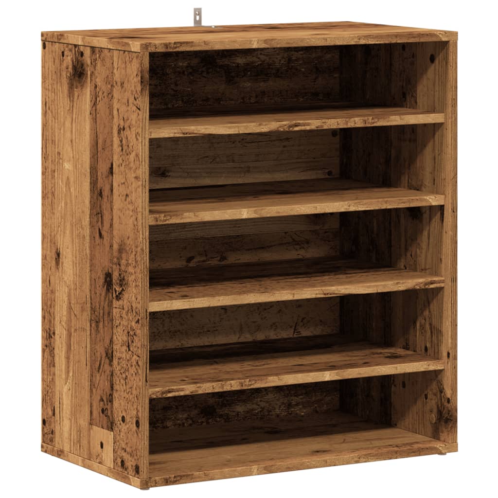 Étagère à chaussures aspect bois recyclé 60x35x70 cm matériau bois