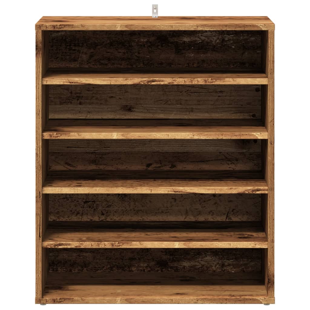 Étagère à chaussures aspect bois recyclé 60x35x70 cm matériau bois