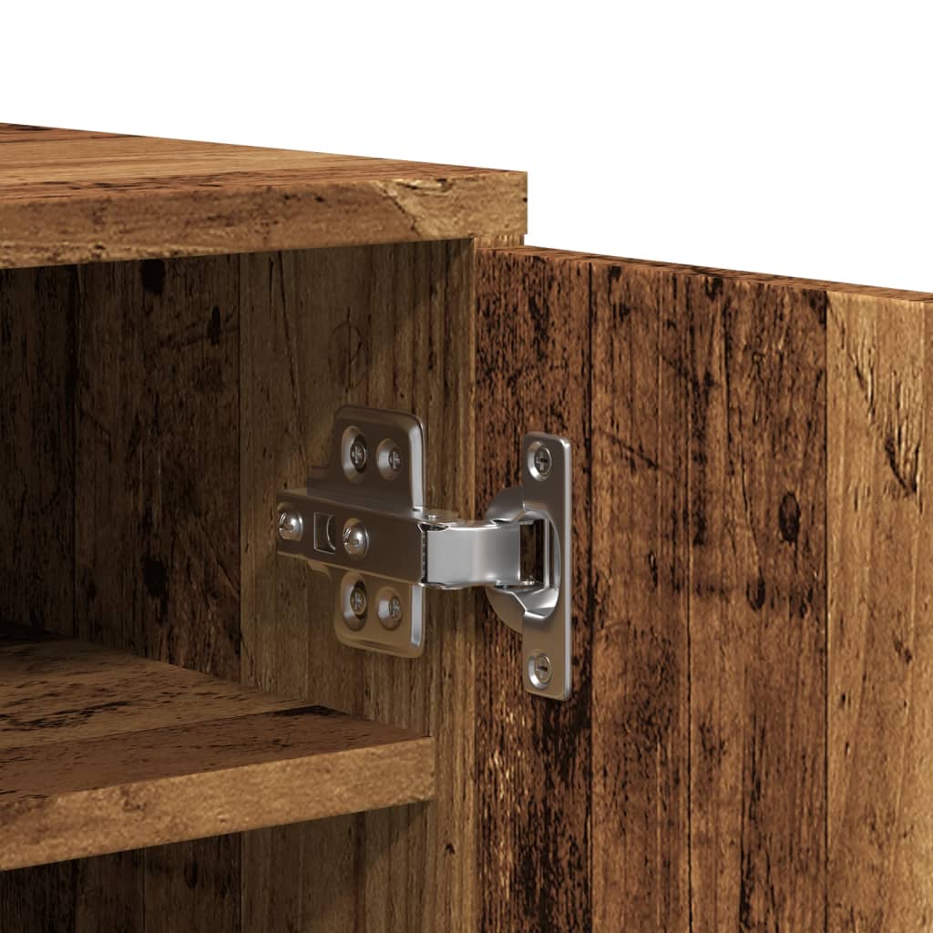 Étagère à chaussures aspect bois recyclé 60x35x70 cm matériau bois