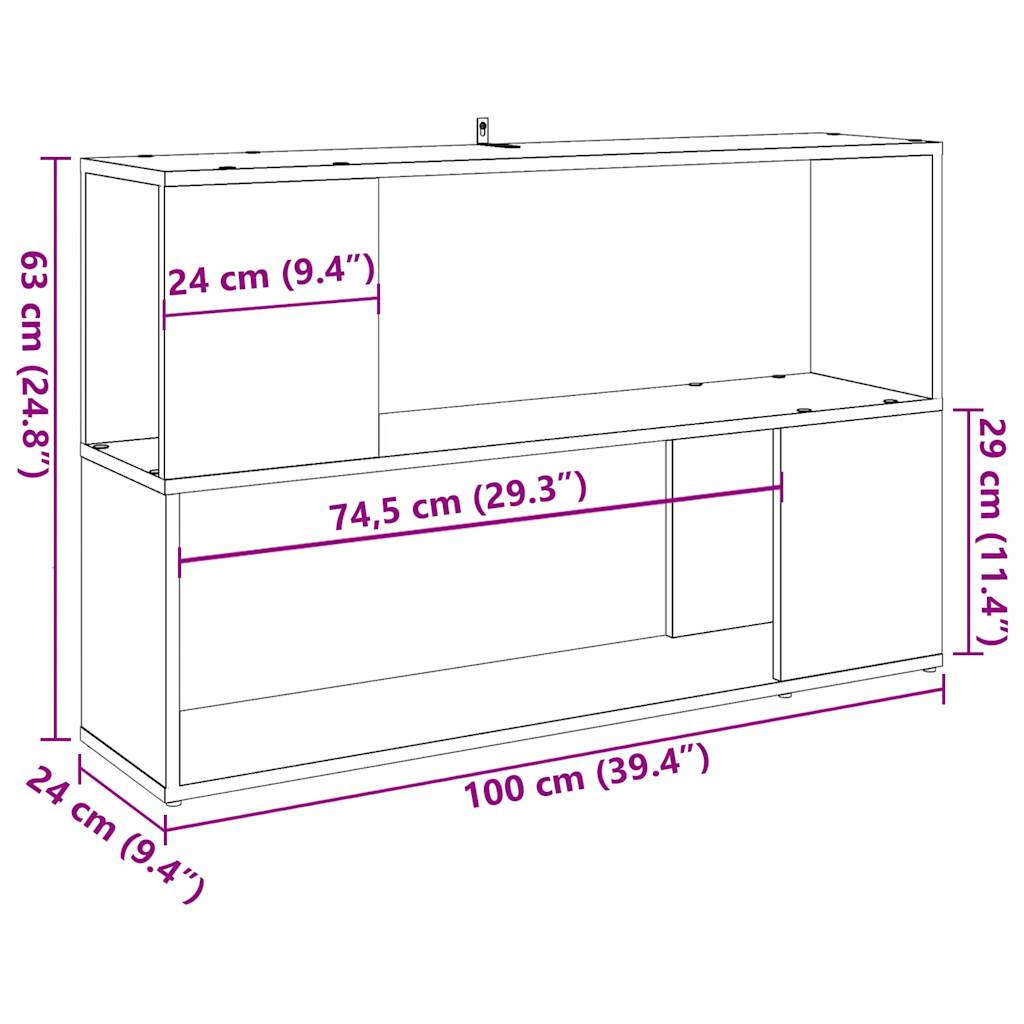 Bookshelf old wood look 100x24x63 cm wood material