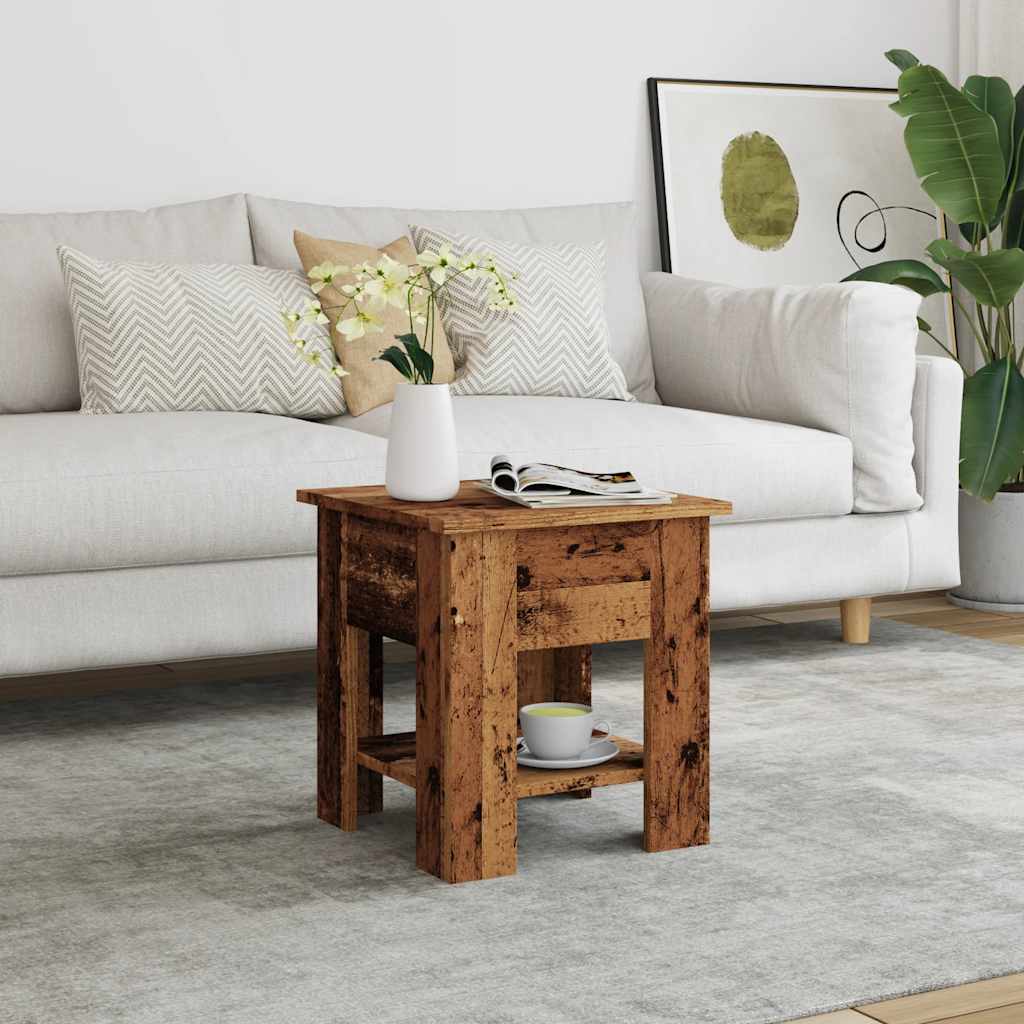 Table basse aspect bois récupéré 40x40x42 cm matériau bois