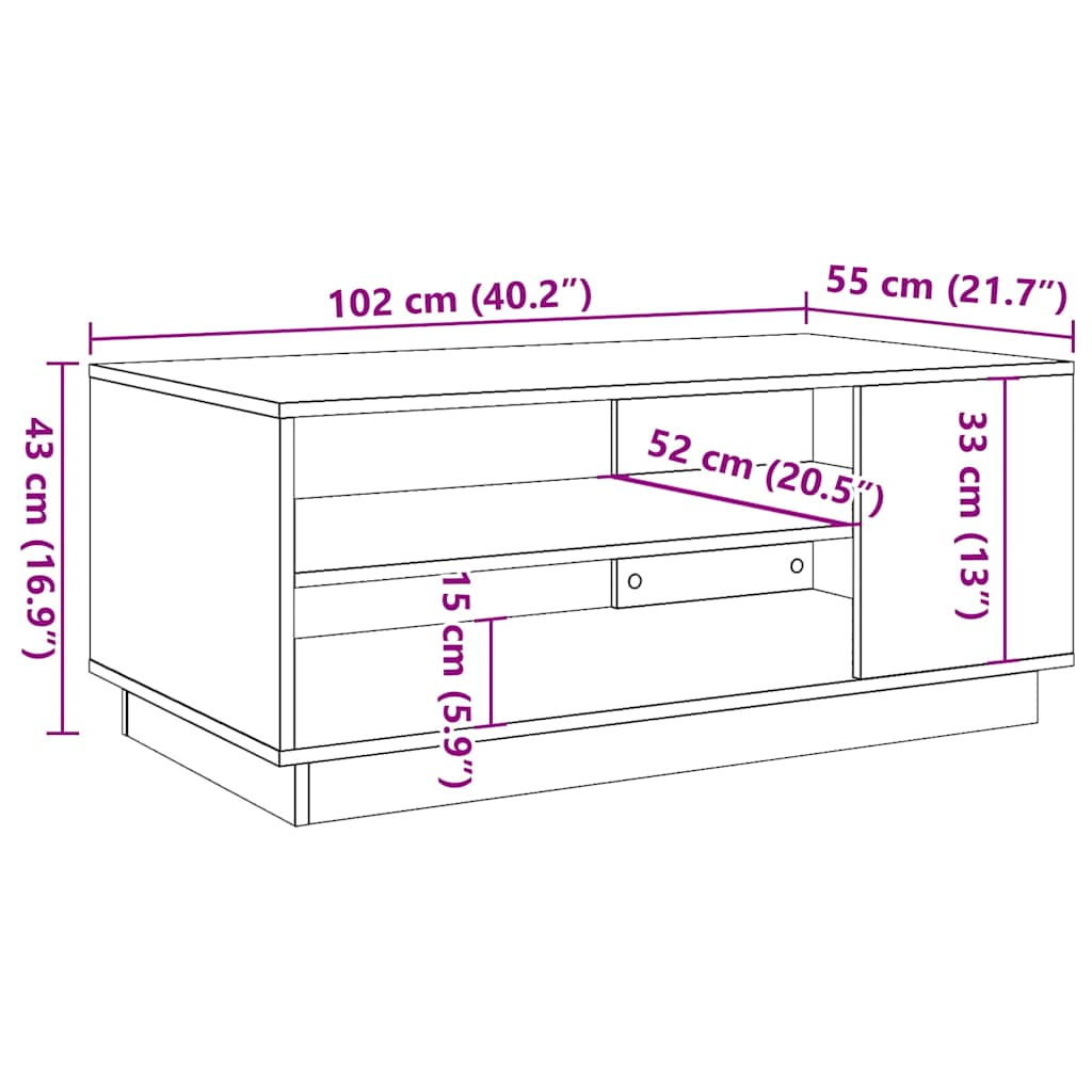 Table basse aspect bois récupéré 102x55x43 cm matériau bois