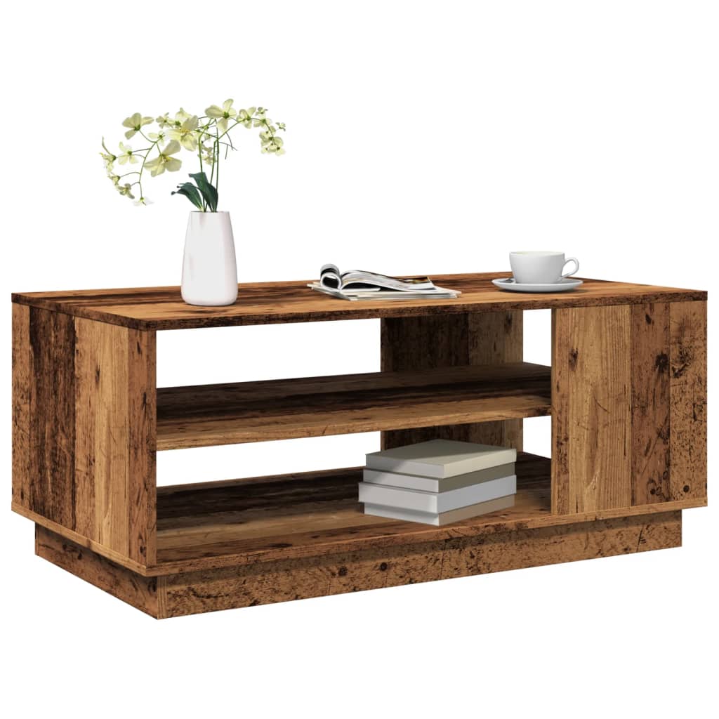 Table basse aspect bois récupéré 102x55x43 cm matériau bois