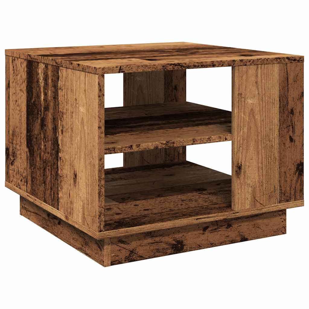 Table basse aspect bois récupéré 55x55x42 cm matériau bois