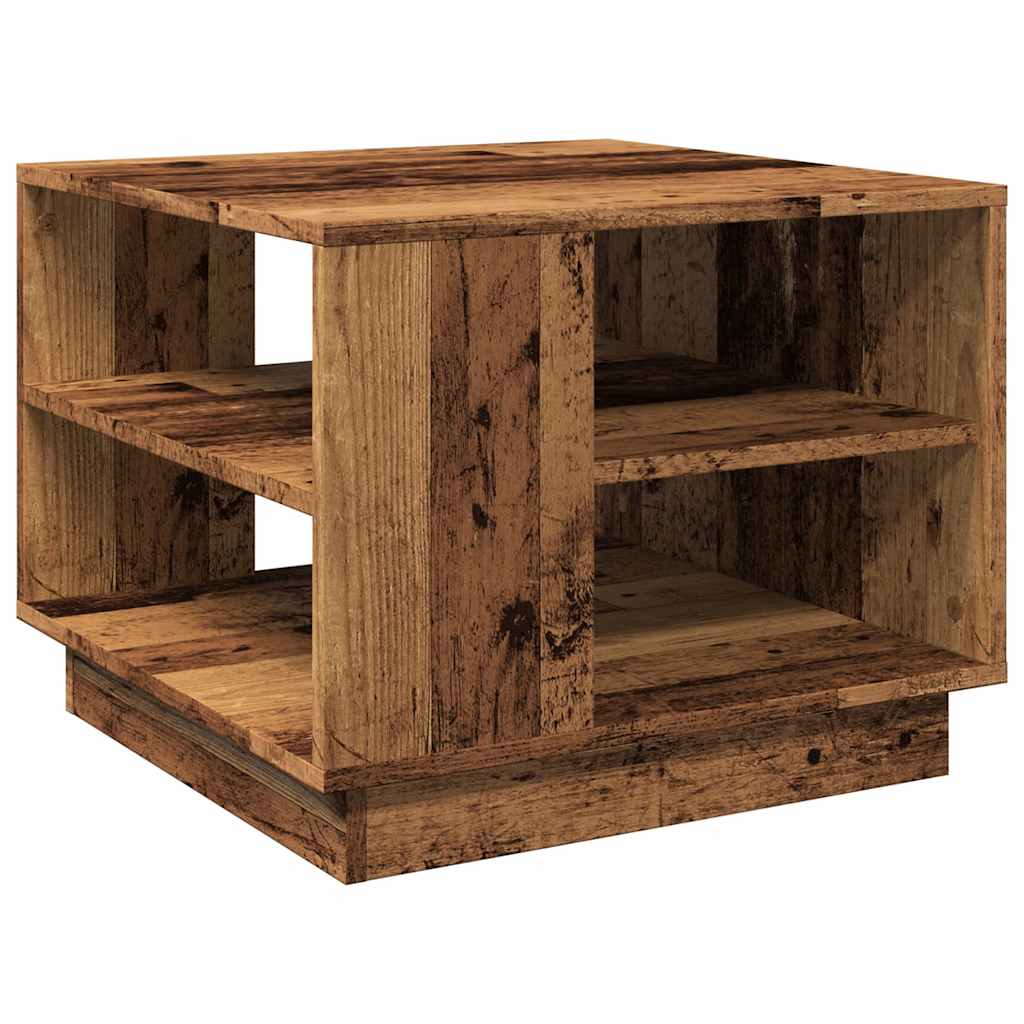 Table basse aspect bois récupéré 55x55x42 cm matériau bois