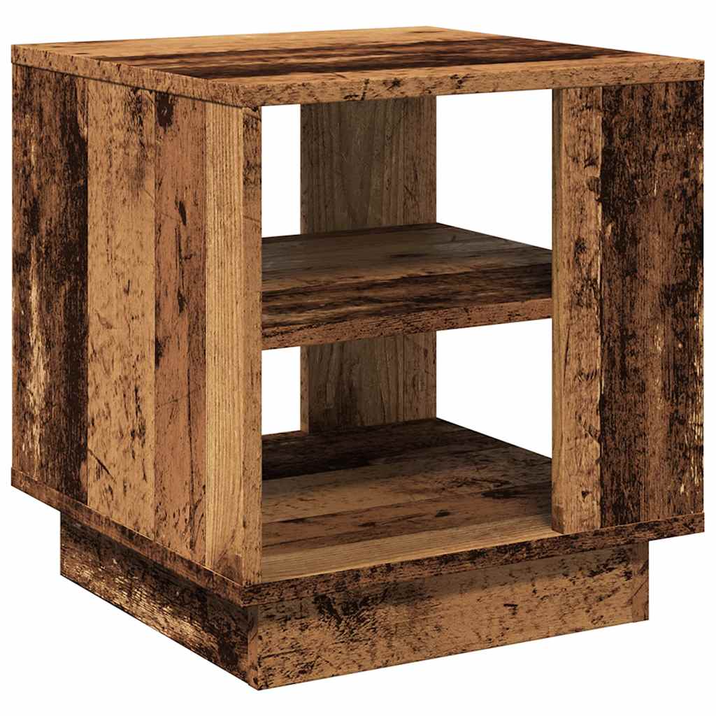 Table basse aspect bois récupéré 40x40x43 cm matériau bois