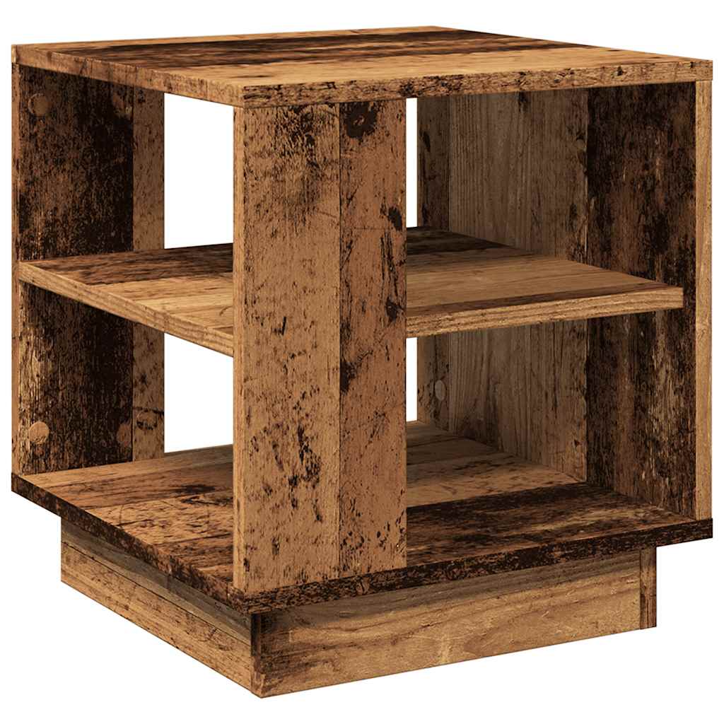 Table basse aspect bois récupéré 40x40x43 cm matériau bois