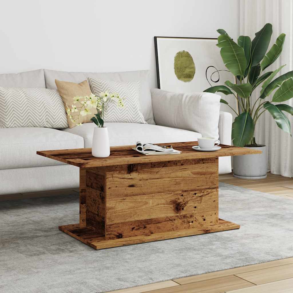 Table basse aspect bois récupéré 102x55,5x40 cm matériau bois