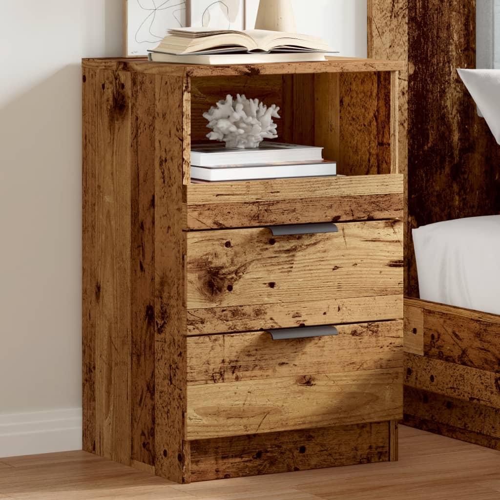 Bedside tables 2 pcs. Old wood look 40x36x65 cm wood material
