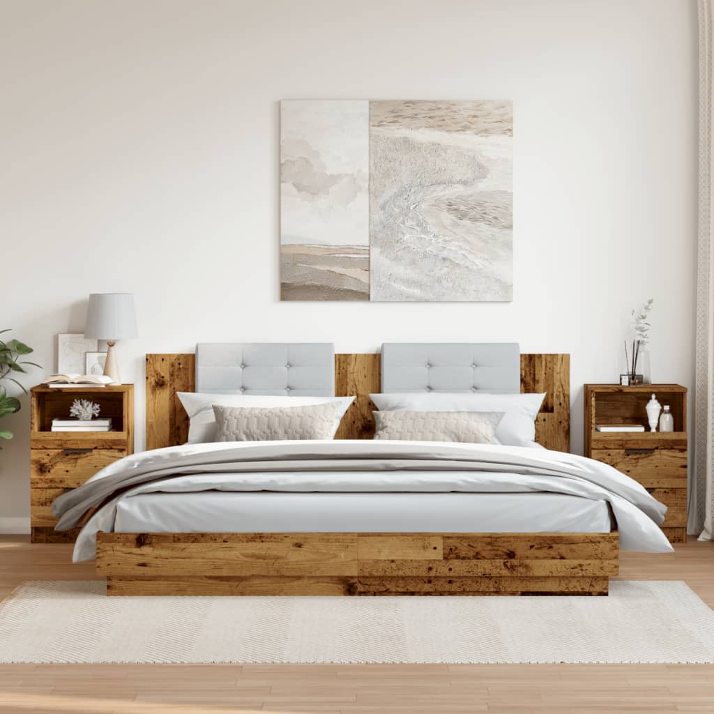 Bedside tables 2 pcs. Old wood look 40x36x65 cm wood material