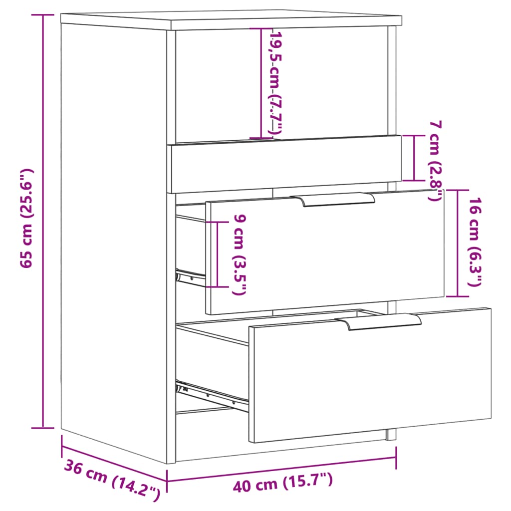 Bedside tables 2 pcs. Artisan oak 40x36x65 cm wood material
