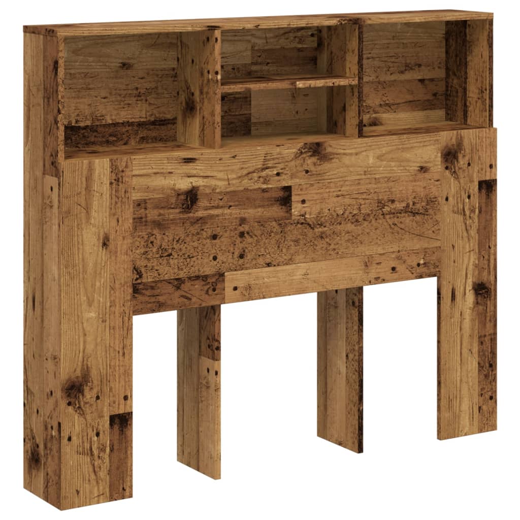 Bed headboard with shelves old wood look 120x19x103.5 cm