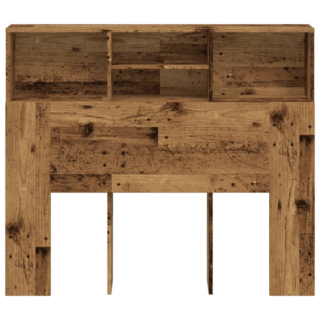 Bed headboard with shelves old wood look 120x19x103.5 cm