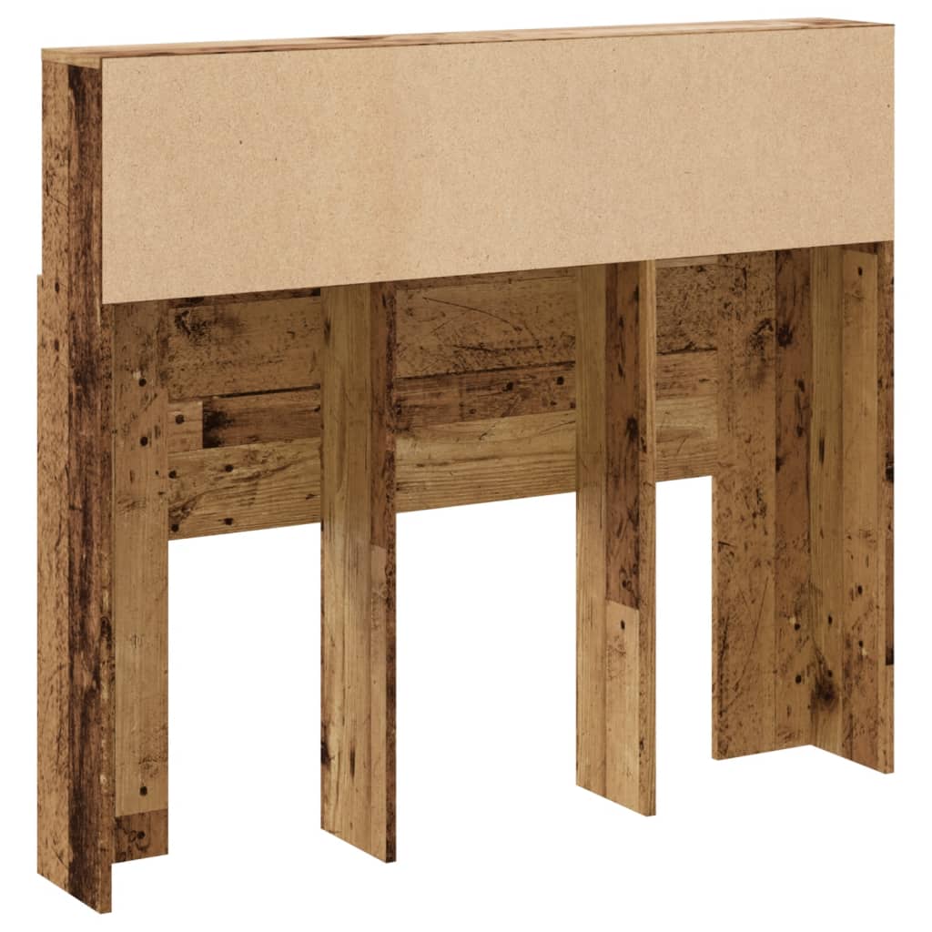 Bed headboard with shelves old wood look 120x19x103.5 cm