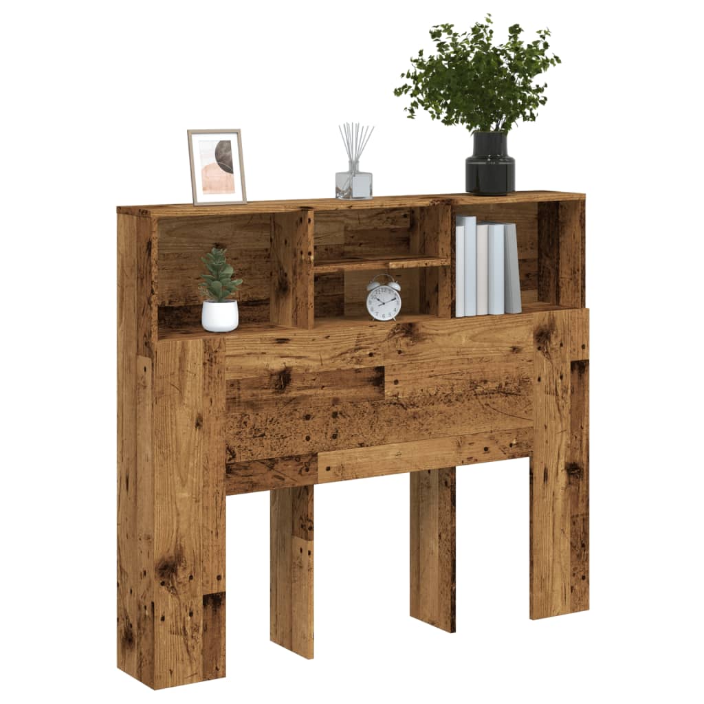 Bed headboard with shelves old wood look 120x19x103.5 cm