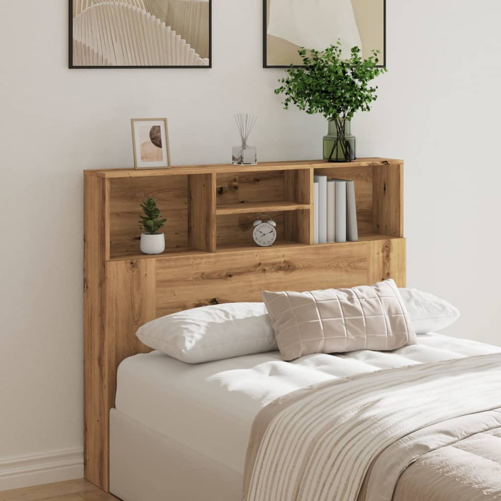 Bed headboard with shelves Artisan oak 120x19x103.5 cm