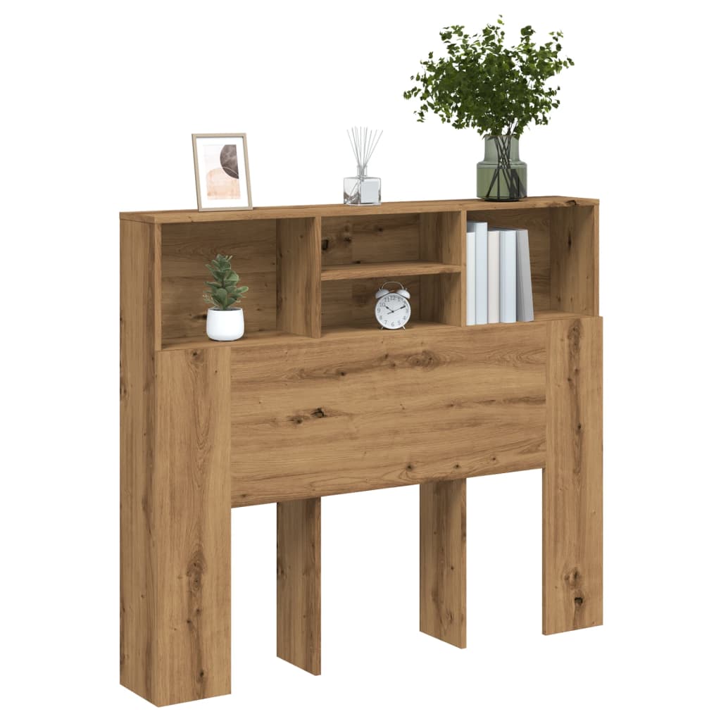 Bed headboard with shelves Artisan oak 120x19x103.5 cm