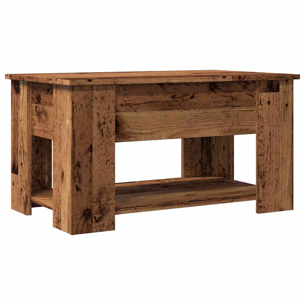 Table basse aspect bois récupéré 79x49x41 cm matériau bois