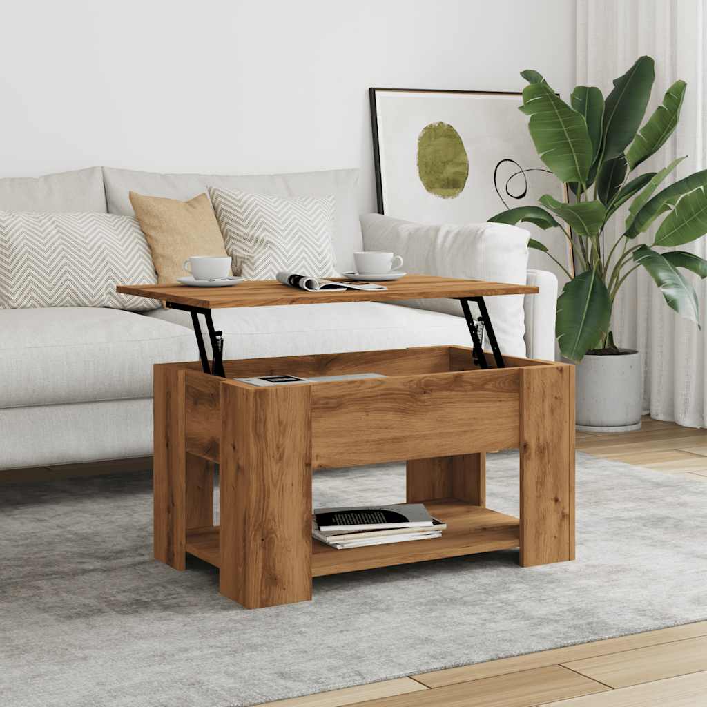Table basse Artisan en chêne 79x49x41 cm matériau bois