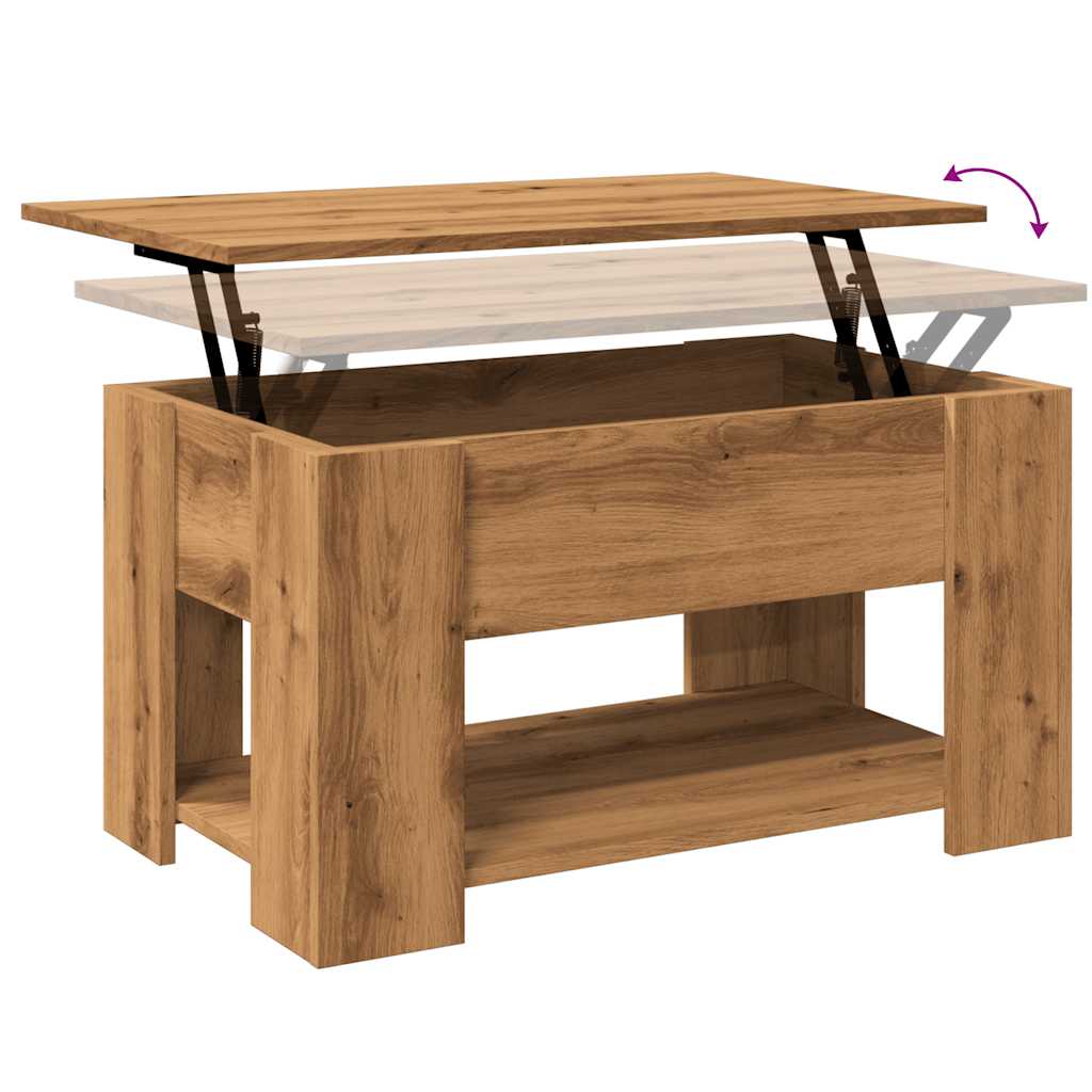 Table basse Artisan en chêne 79x49x41 cm matériau bois