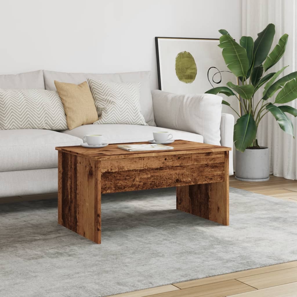 Table basse aspect bois de récupération 80x50,5x41,5 cm en bois
