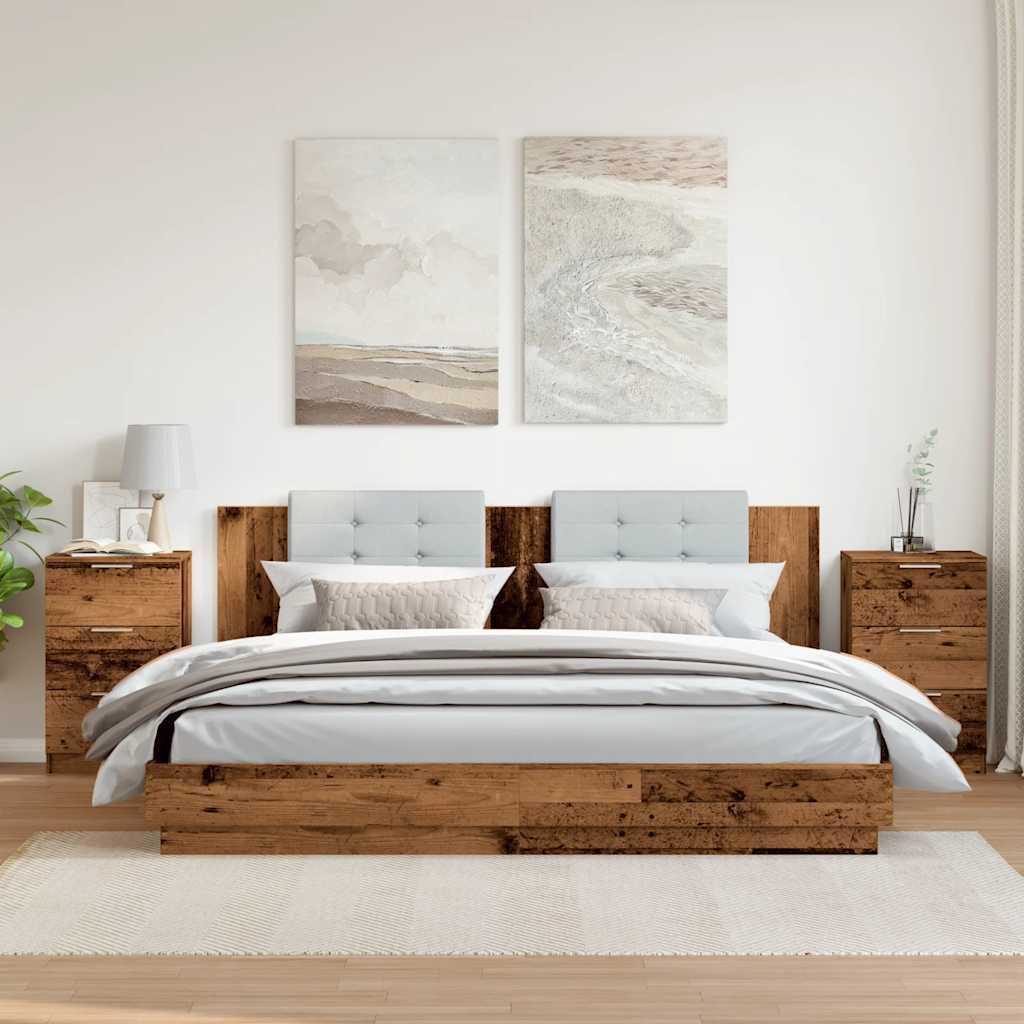 Bedside tables 2 pcs. Old wood look 40x36x65 cm wood material