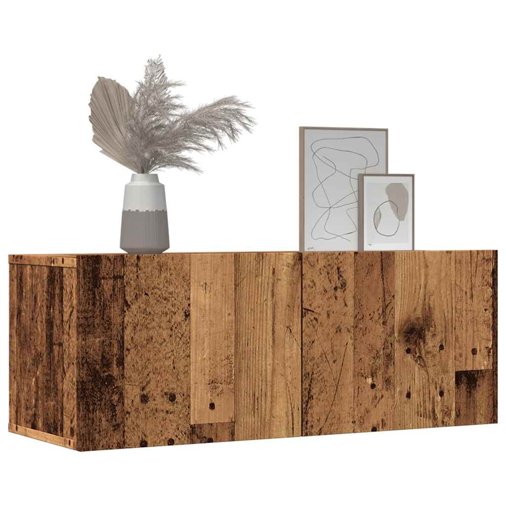 Meubles TV muraux, lot de 2, aspect bois de récupération, 80 x 30 x 30 cm