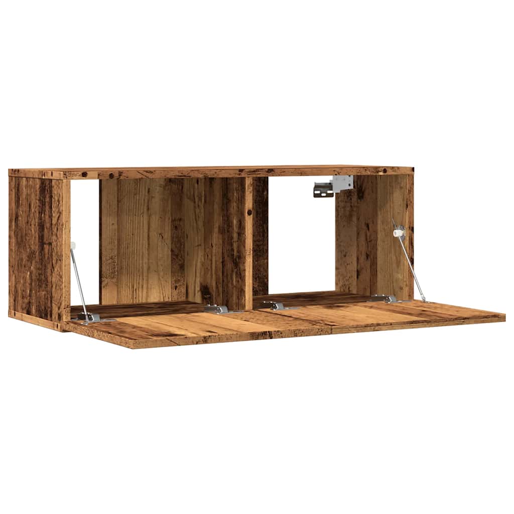 Meubles TV muraux, lot de 2, aspect bois de récupération, 80 x 30 x 30 cm