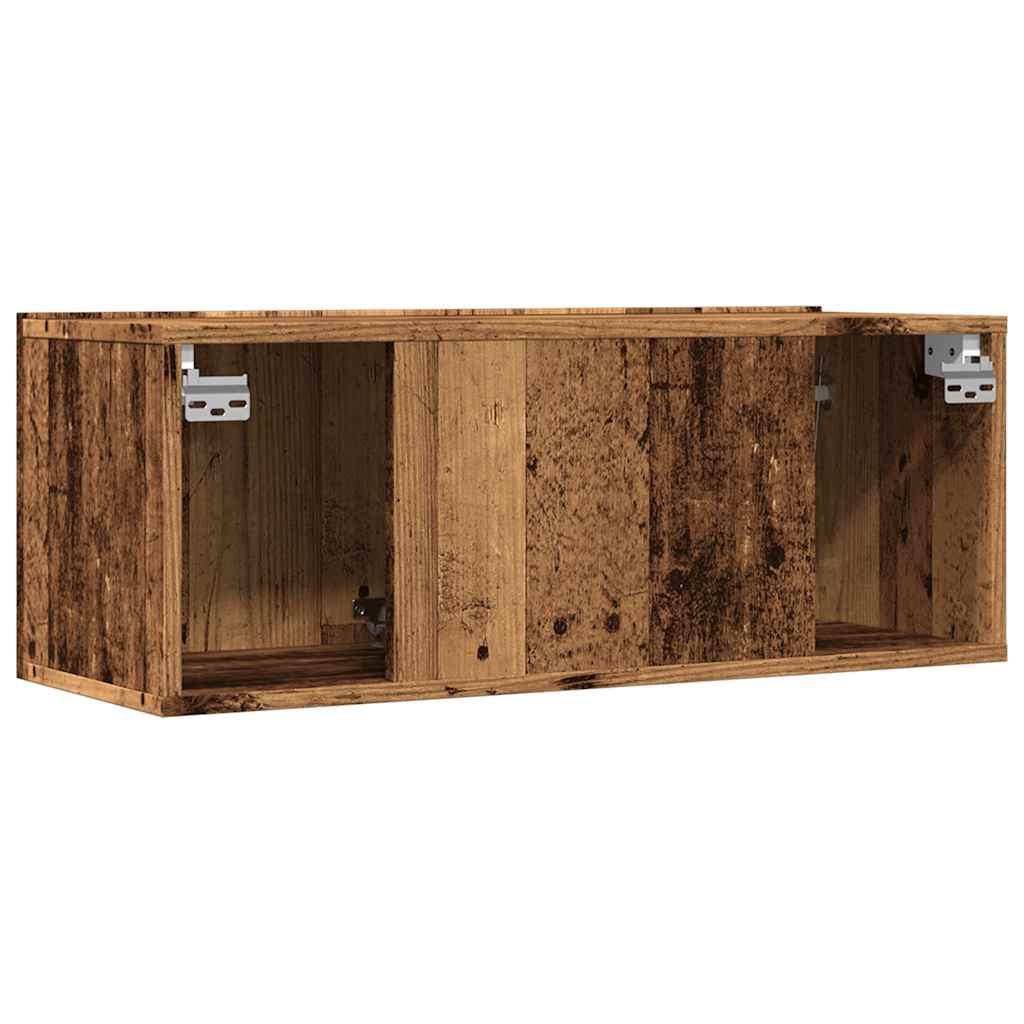 Meubles TV muraux, lot de 2, aspect bois de récupération, 80 x 30 x 30 cm