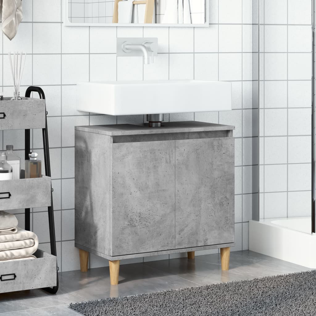 Washbasin base cabinet concrete grey 58x33x60 cm wood material