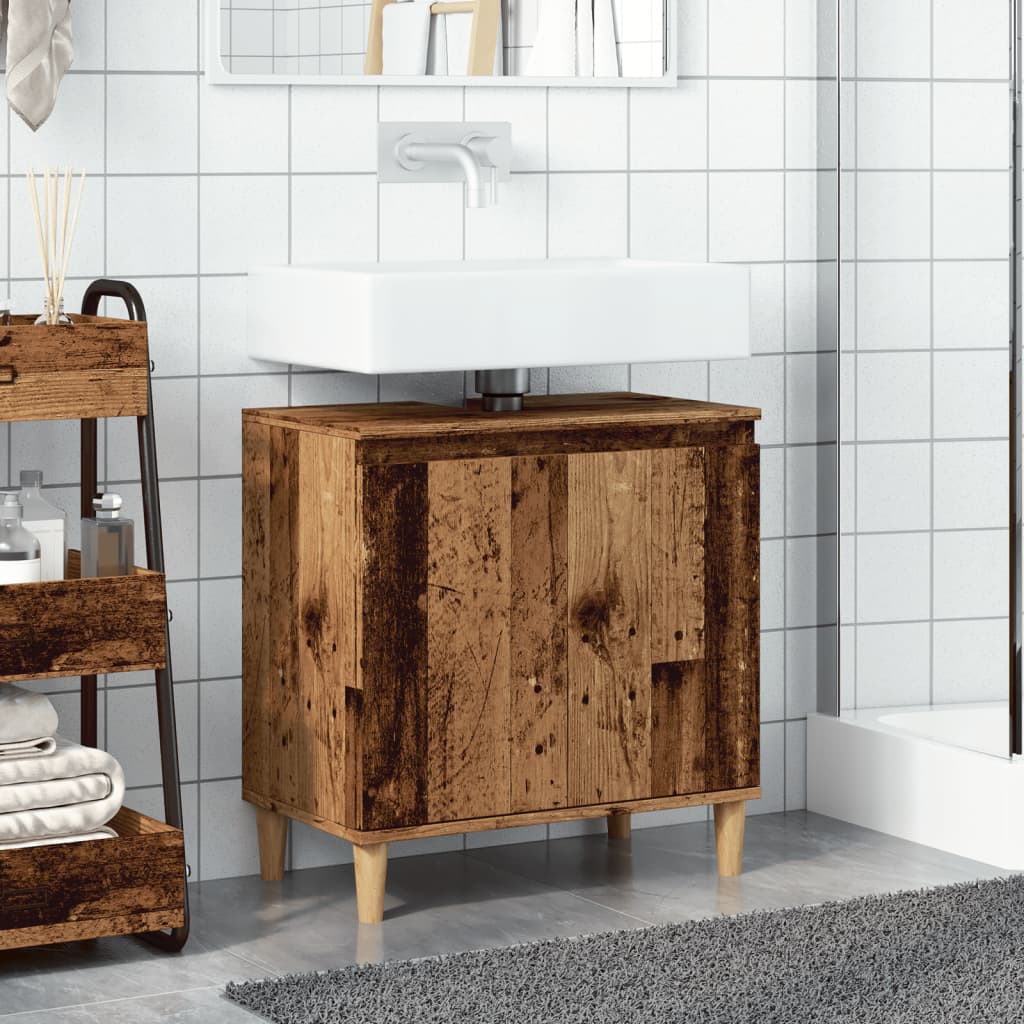 Washbasin base cabinet old wood look 58x33x60 cm wood material