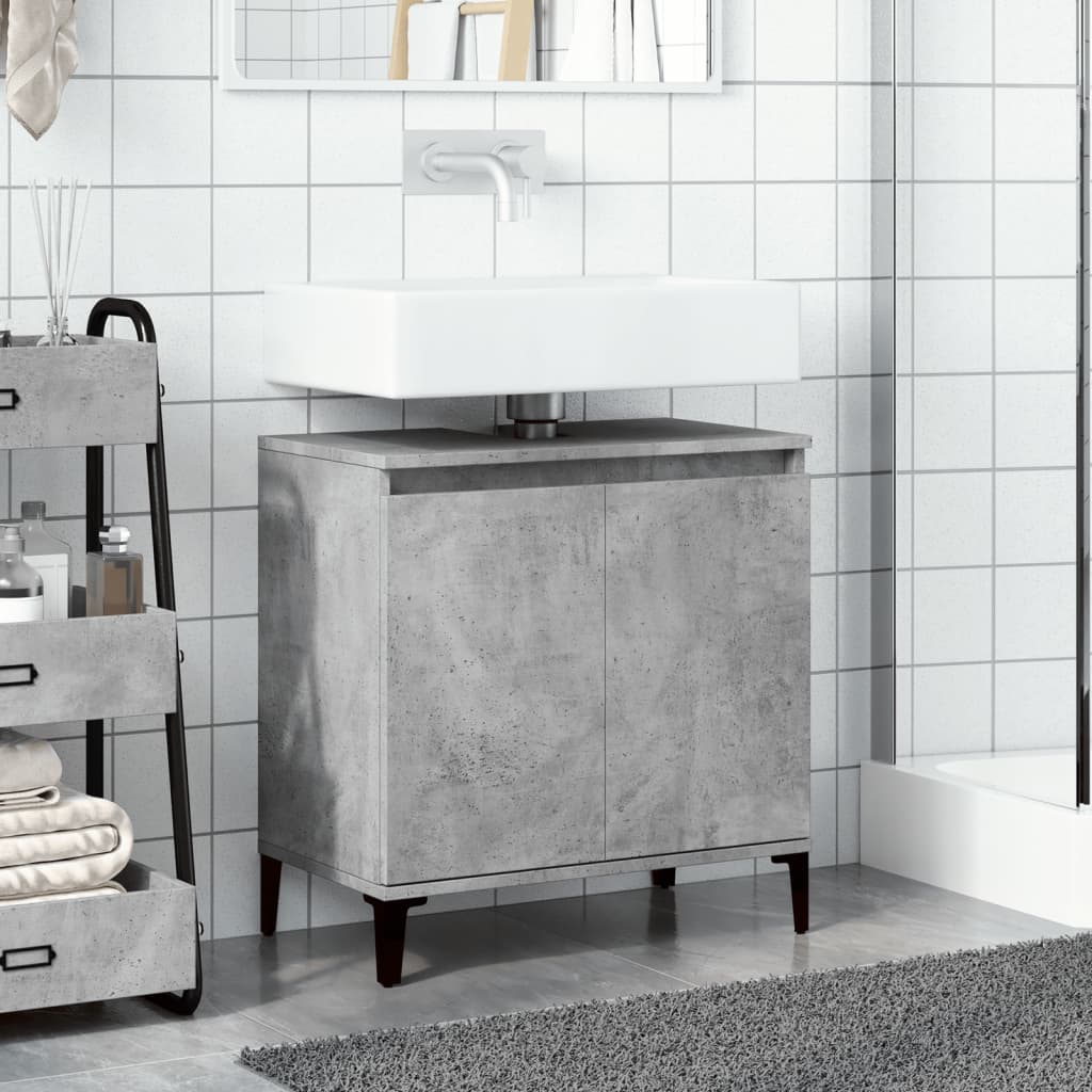 Washbasin base cabinet concrete grey 58x33x60 cm wood material