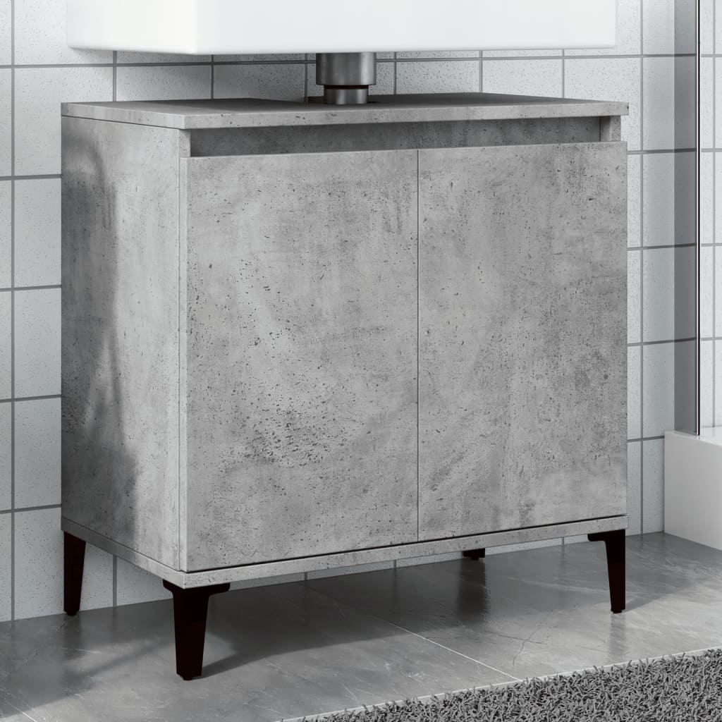 Washbasin base cabinet concrete grey 58x33x60 cm wood material