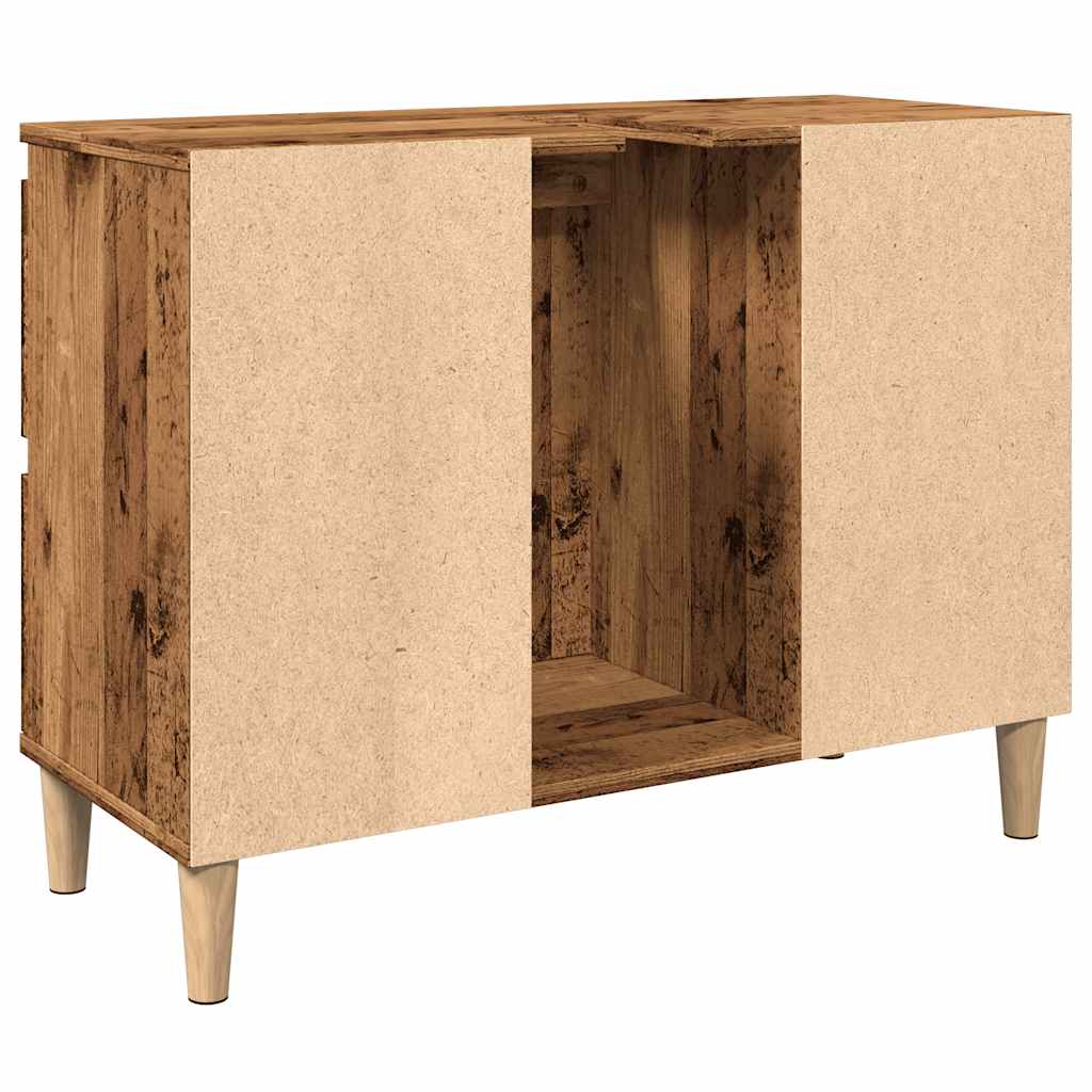 Meuble sous évier aspect bois de récupération 80x33x60 cm en matériau bois