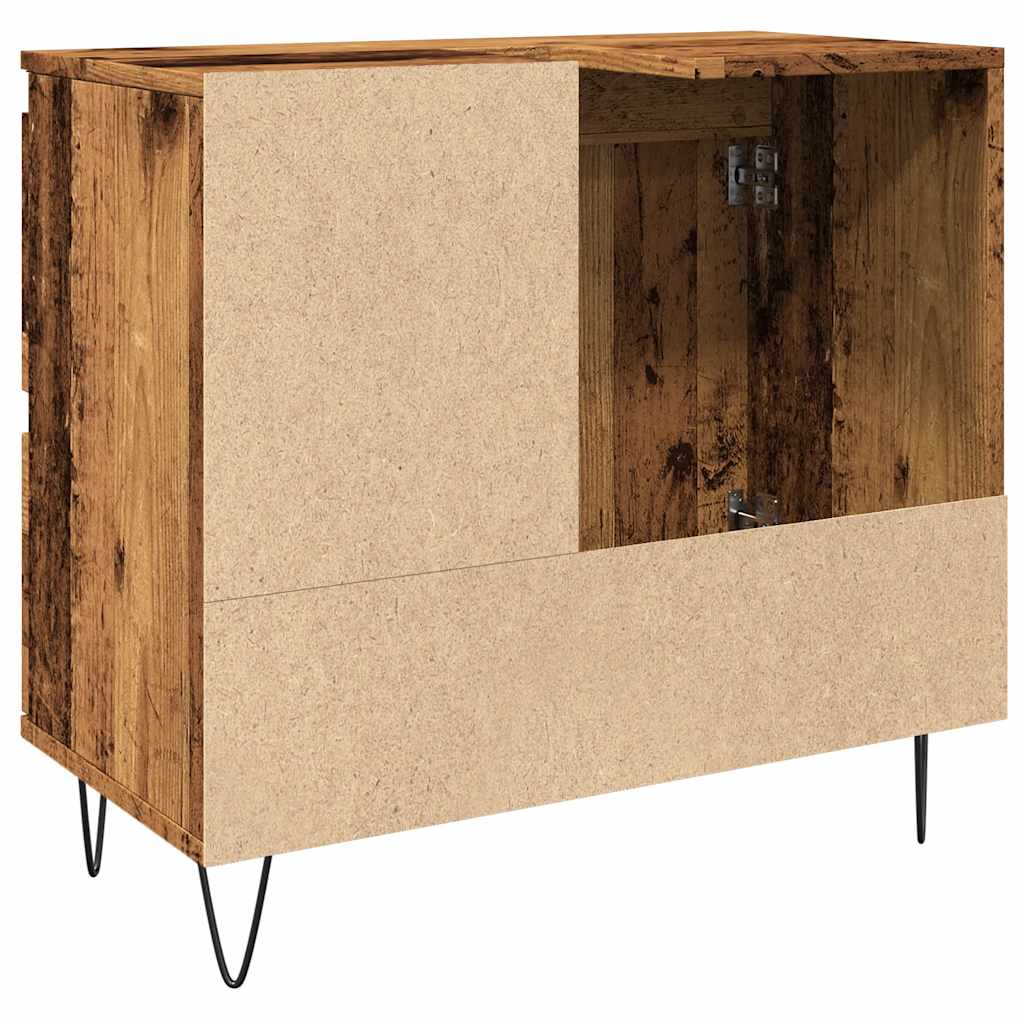 Meuble sous évier aspect bois de récupération 65x33x60 cm en matériau bois