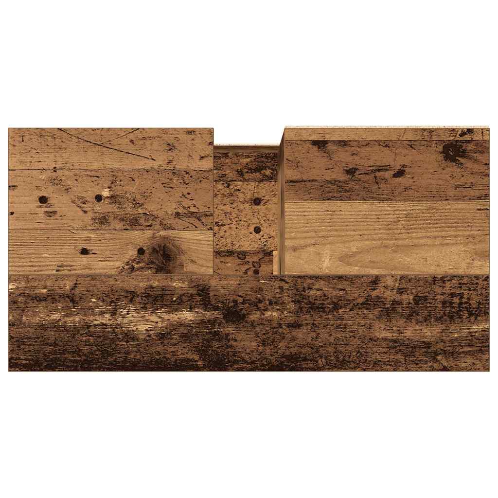 Meuble sous évier aspect bois de récupération 65x33x60 cm en matériau bois