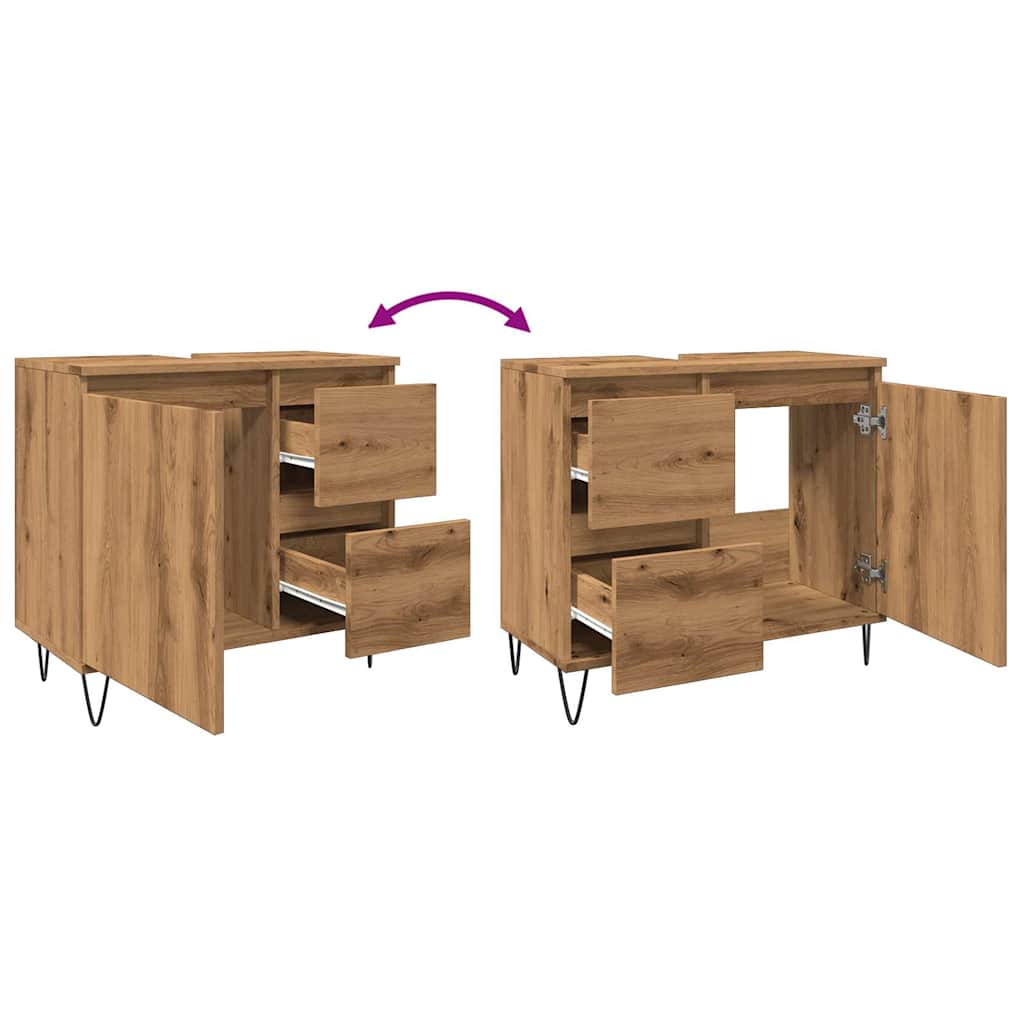 Washbasin cabinet Artisan oak 65x33x60 cm wood material