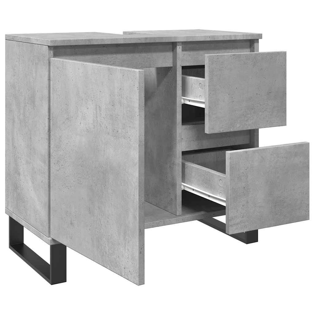 Washbasin base cabinet concrete grey 65x33x60 cm wood material